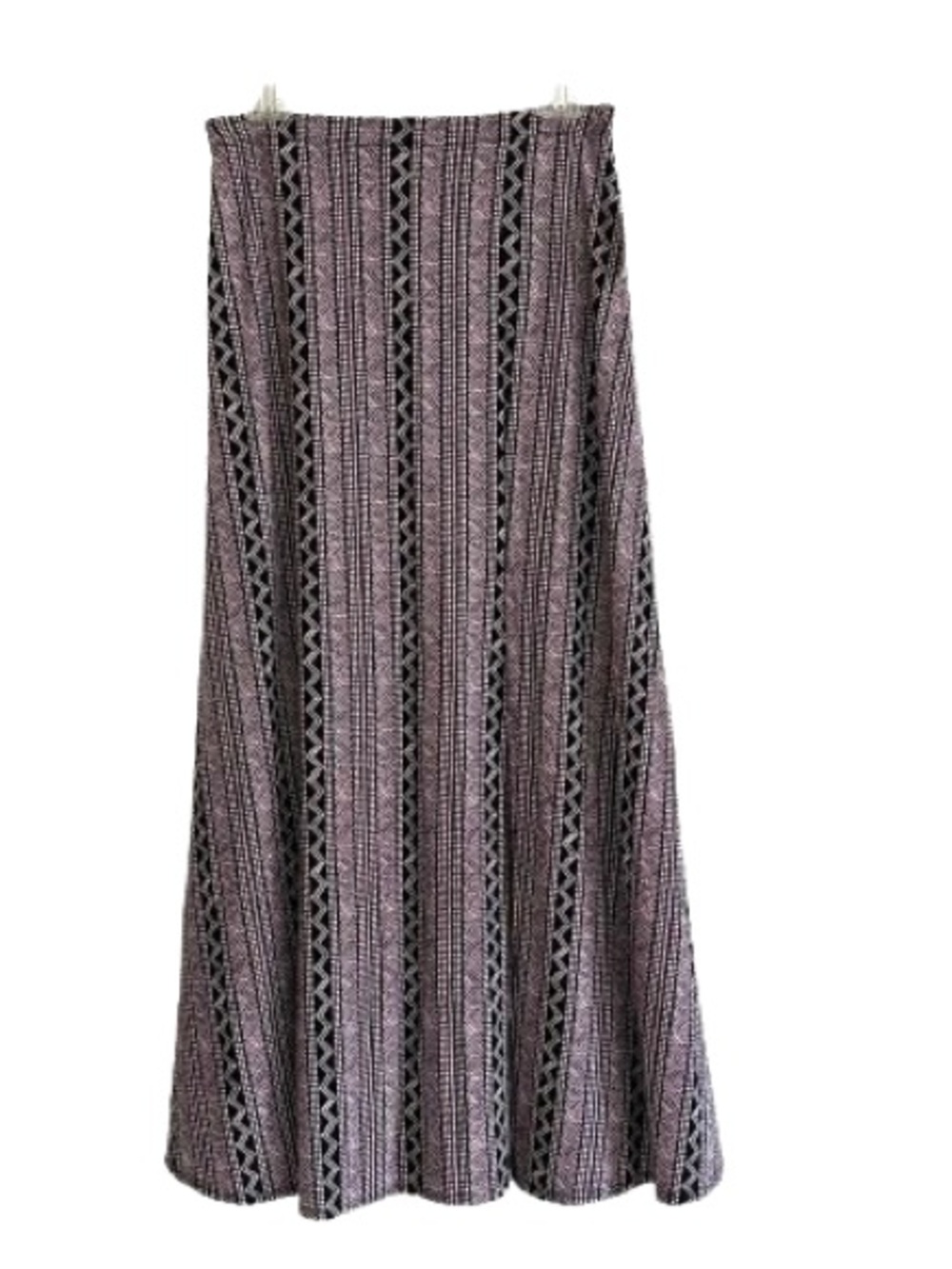 Westport Black Pink Bohemian Stripe Stretch Front Slit Maxi Skirt Small NEW
